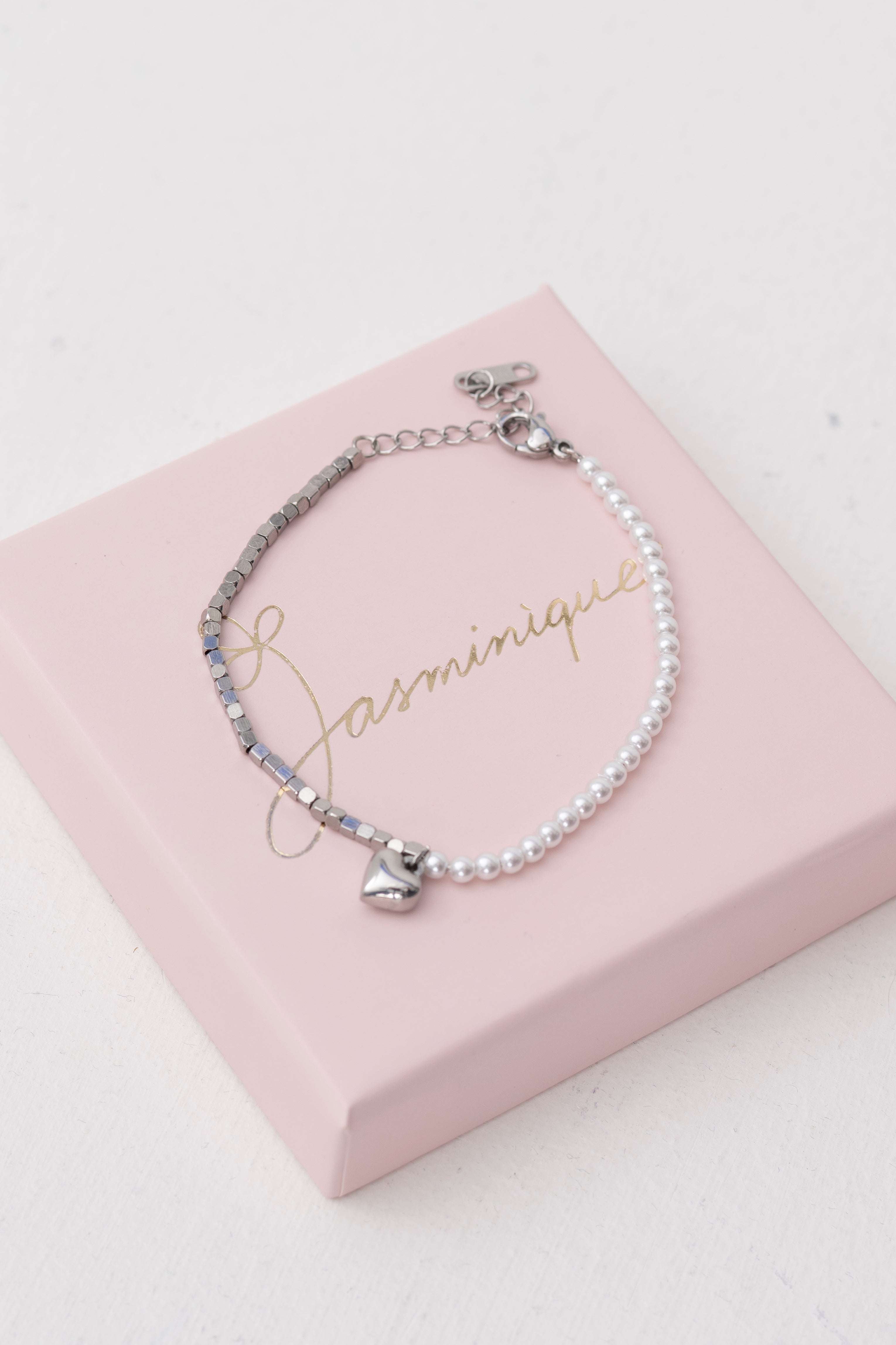 Bracciale morbido perle e catenina