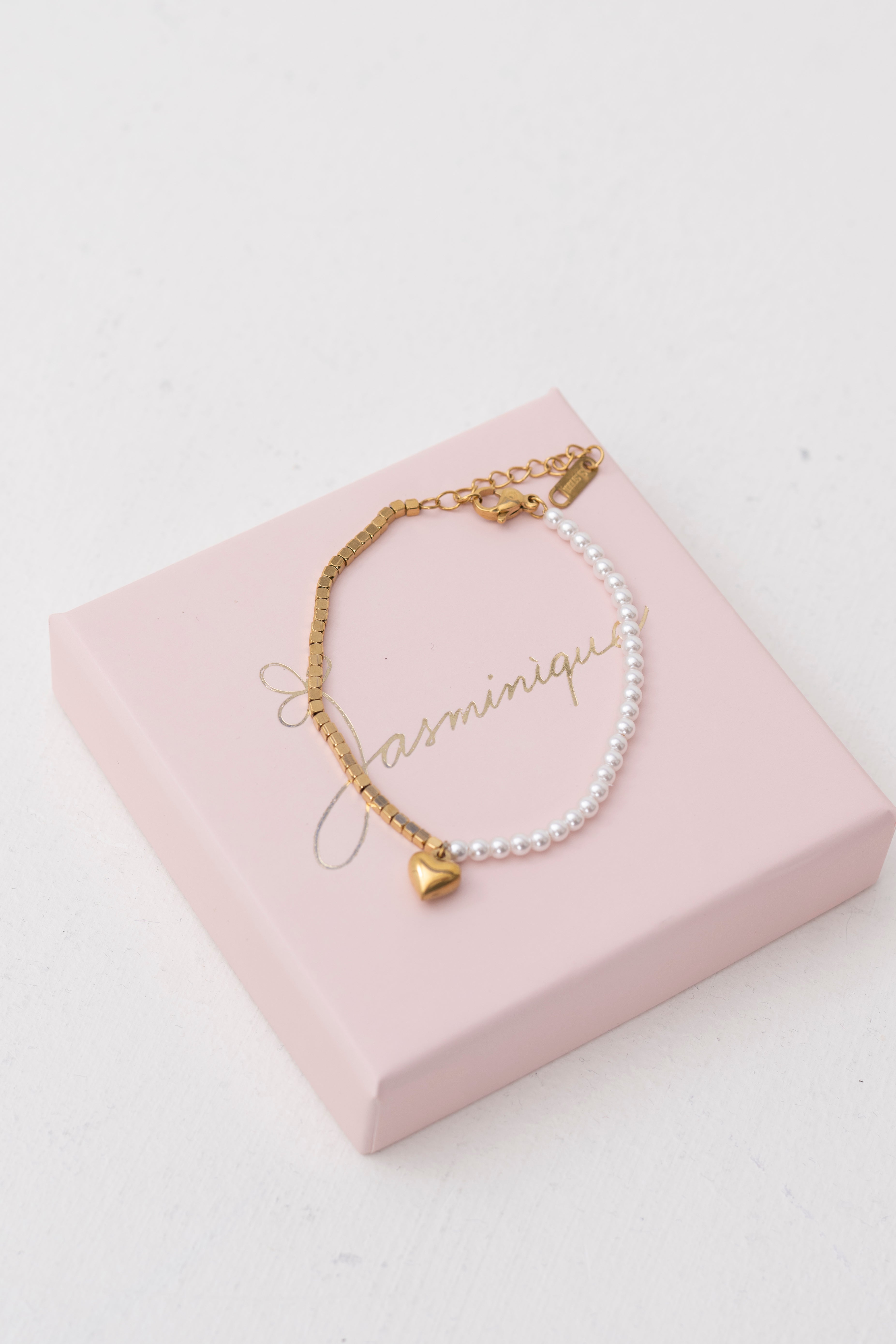 Bracciale morbido perle e catenina