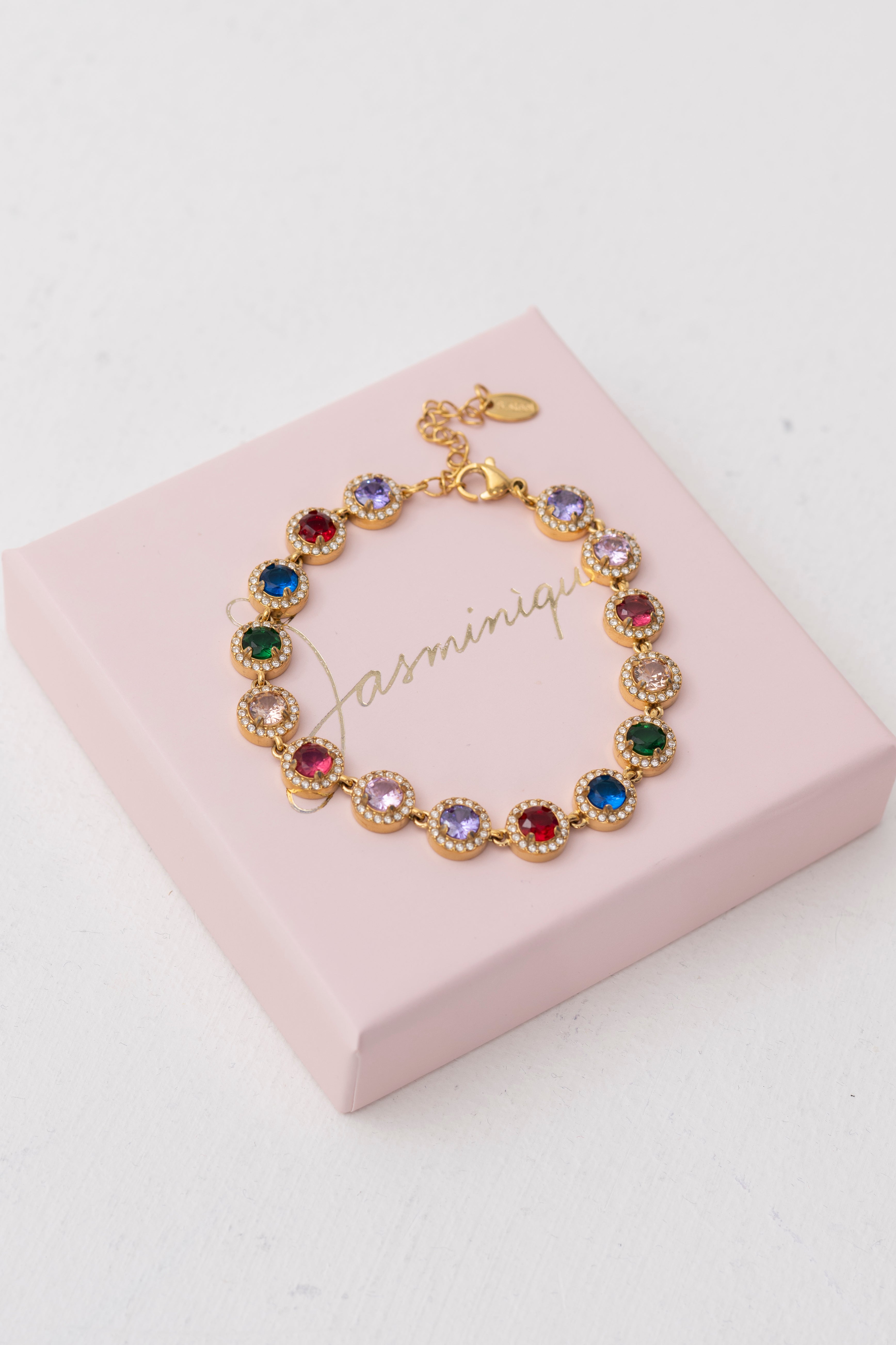 Bracciale tennis morbido con pietre multicolore