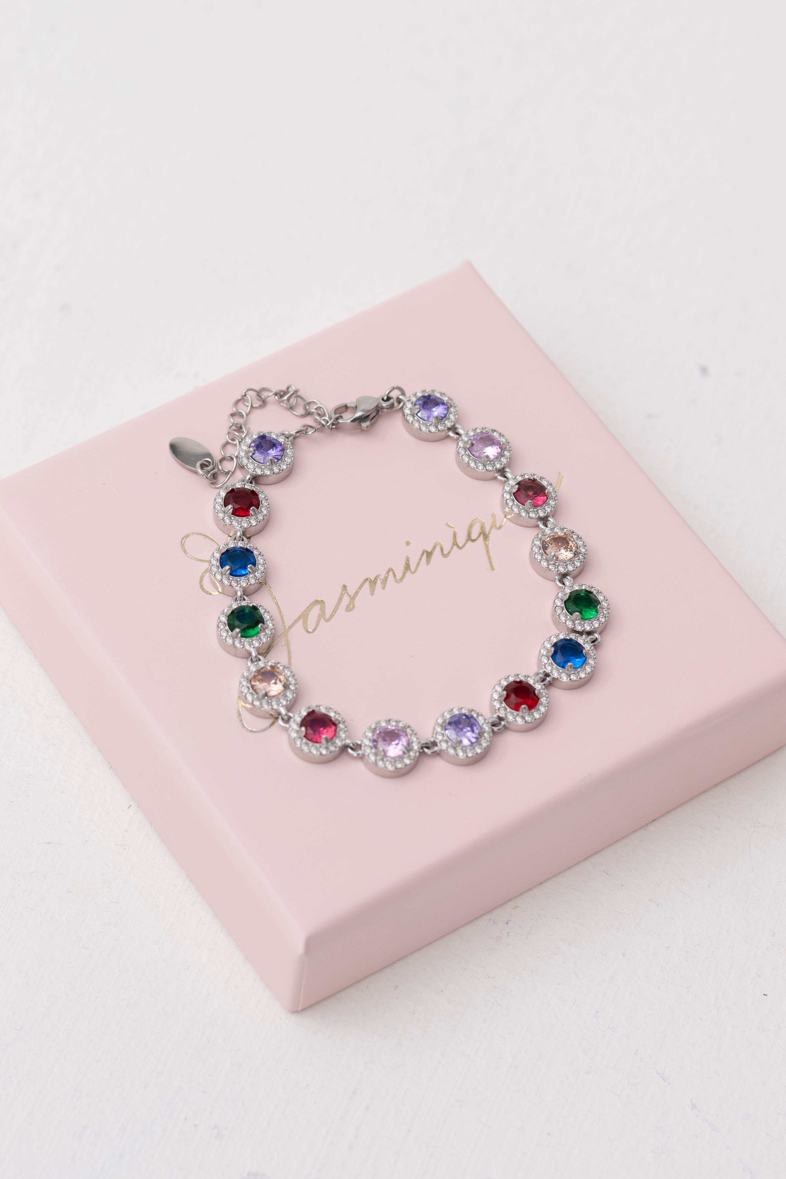 Bracciale tennis morbido con pietre multicolore